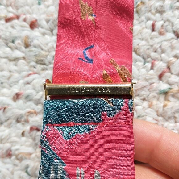 Pelican USA Suspenders Adjustable Clip On Style Red Abstract Fabric Stretch - Picture 4 of 6